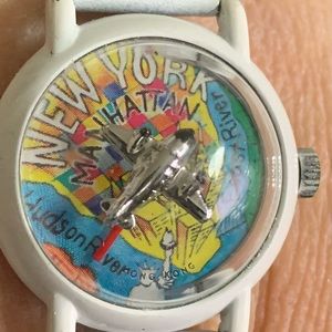 Vintage working wind-up novelty airplane bubble watch
